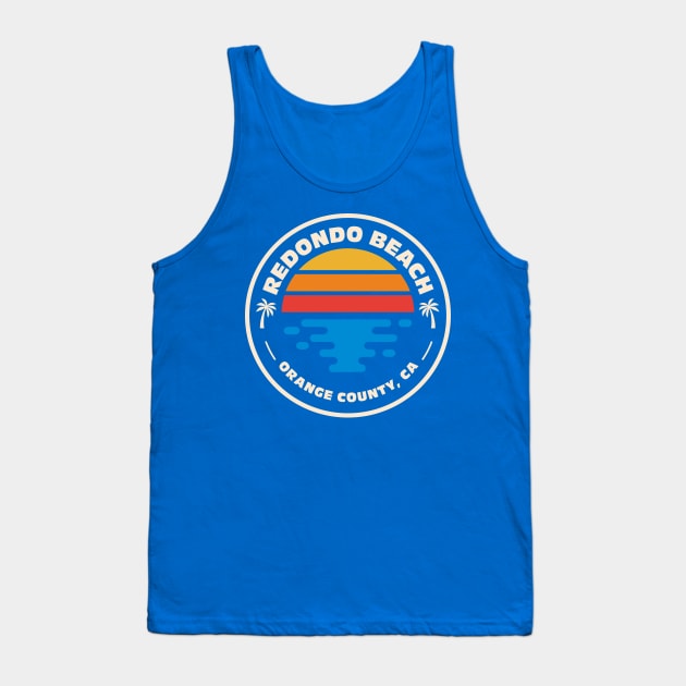 Retro Redondo Beach Orange County California Vintage Beach Surfing Emblem Tank Top by Now Boarding